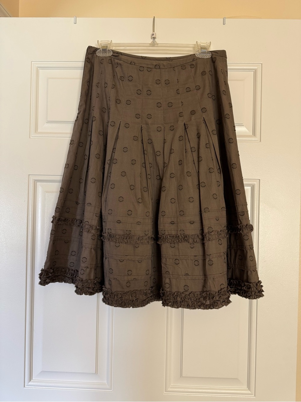 Boden Brown Dot-Print Tiered A-Line Skirt - Picture 2 of 5